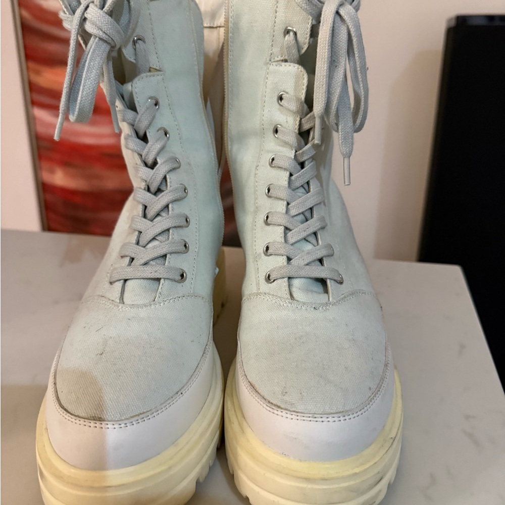 Free People Light Gray Lace-Up Combat Boots